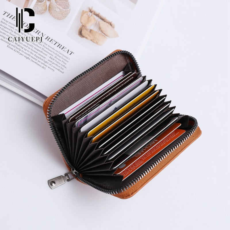 Women's Zipper Solid Color Access Cover High Card Holder
