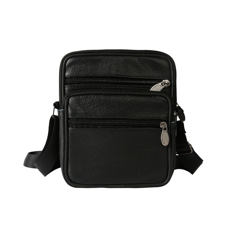 Casual Men's Versatile Vertical Leather Zipper Men's Messenger Bags