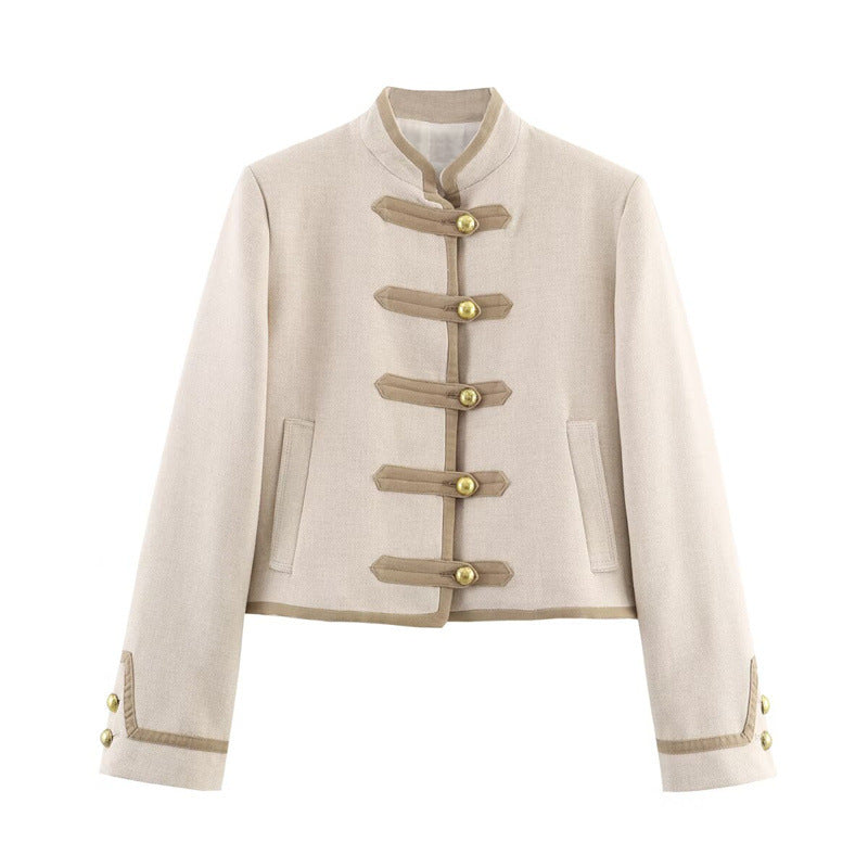 Women's Casual Padded Shoulder Bends Hitches Chinese Coats