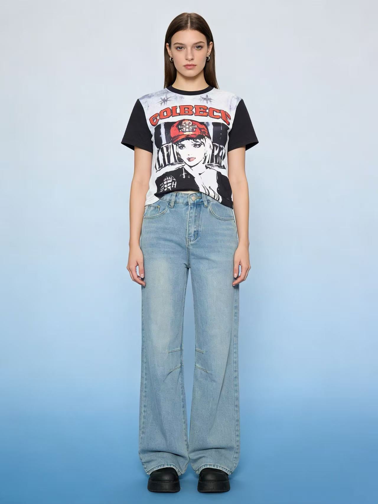 Women's Loose Mid Waist Retro Casual Elegant Jeans