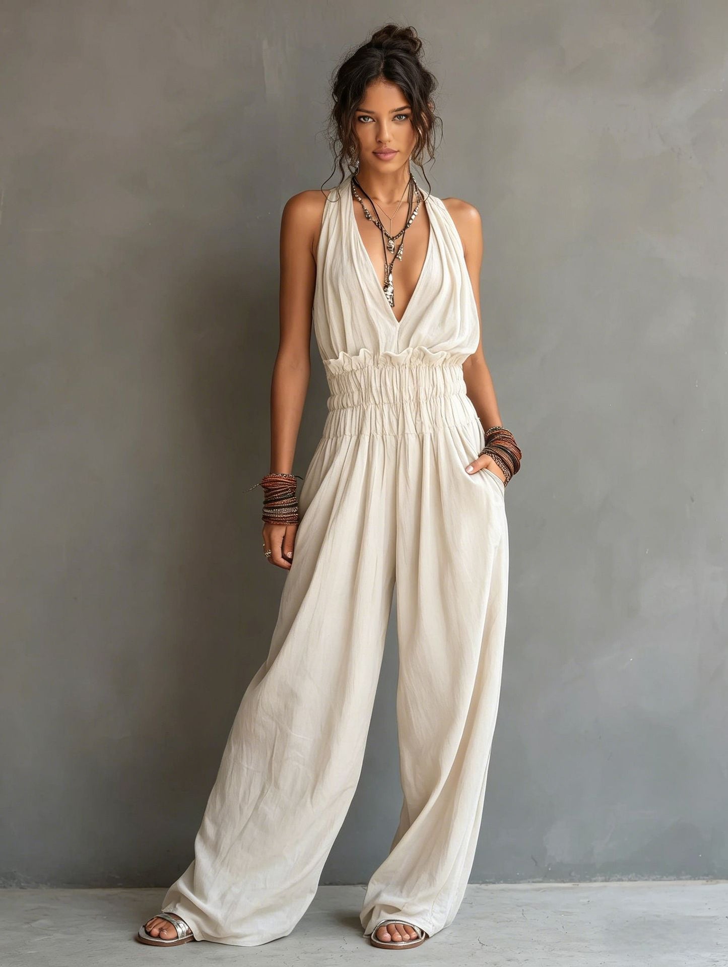 Women's Summer French Beach Vacation Afternoon Tea Women's Jumpsuit/clothing