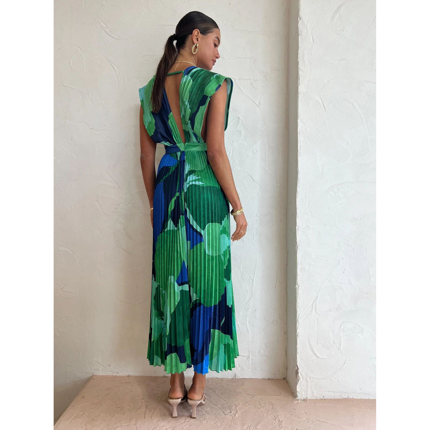 Women's Pleated Sleeveless Casual Dress Loose Vacation Dresses