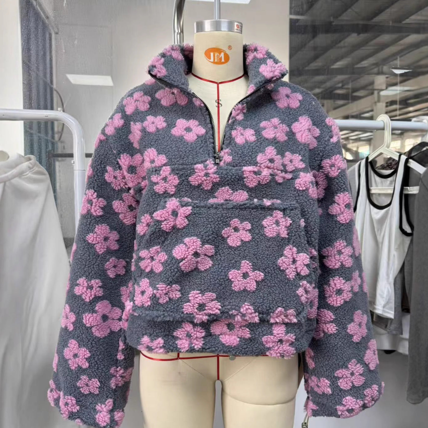 Women's Fashionable Faux Lamb Wool Printed Loose Sweaters