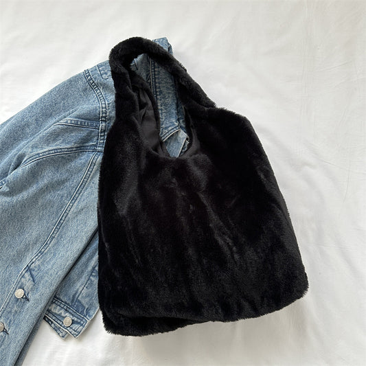 Women's Plush Fashion Clutch High-grade Solid Color Bags