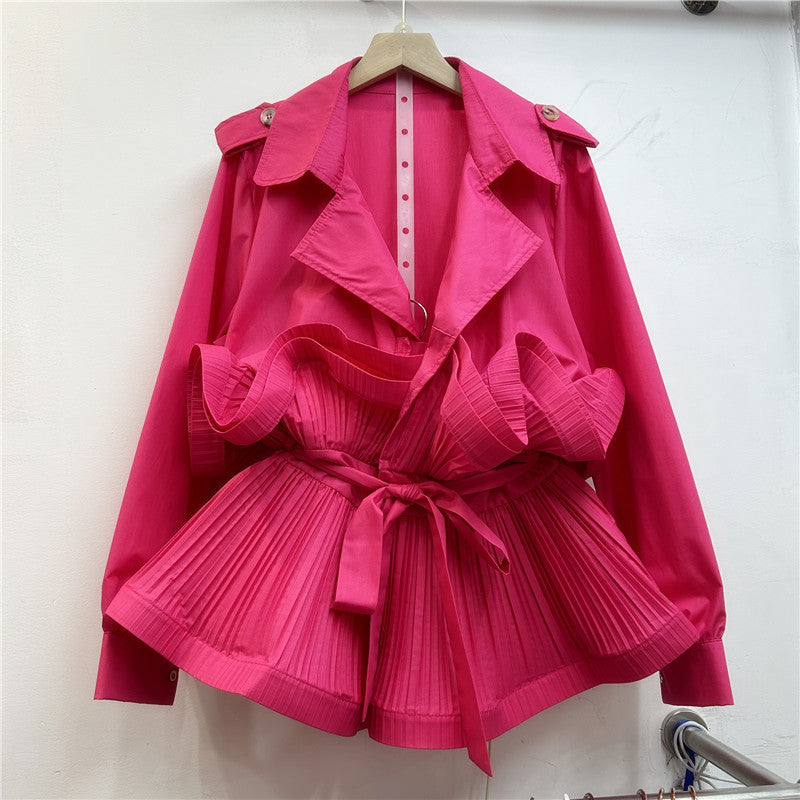 Women's Lapel Long Sleeve Irregular Ruffled Sense Blouses