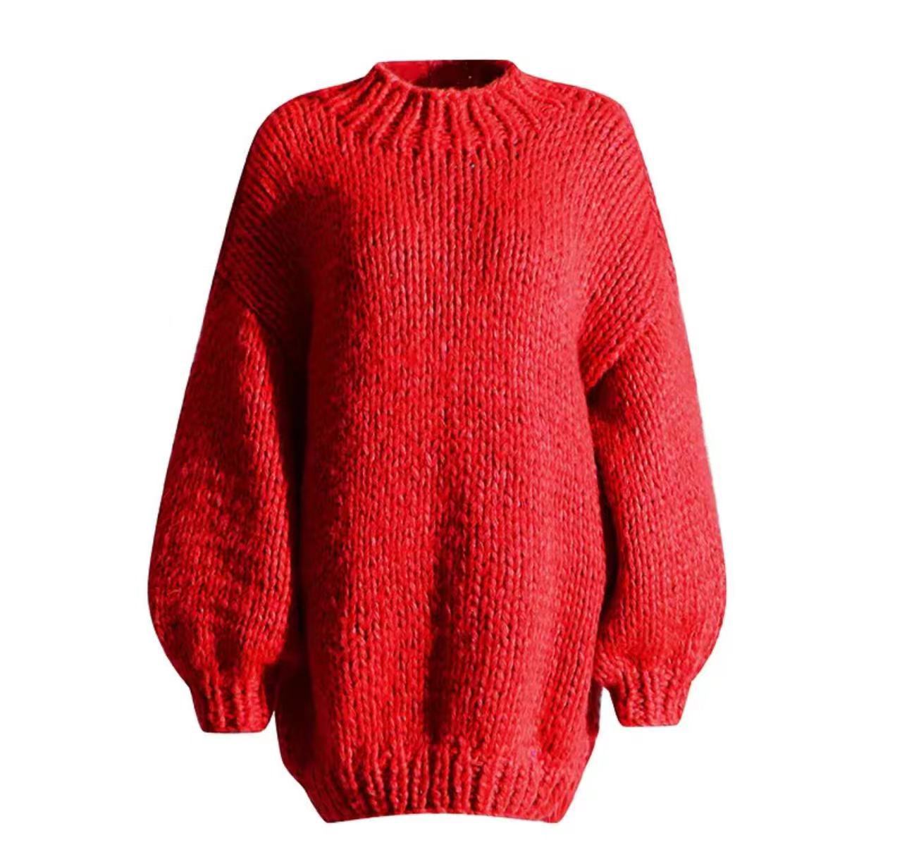 Women's Hand-woven Mohair Lantern Sleeve Pullover Sweaters