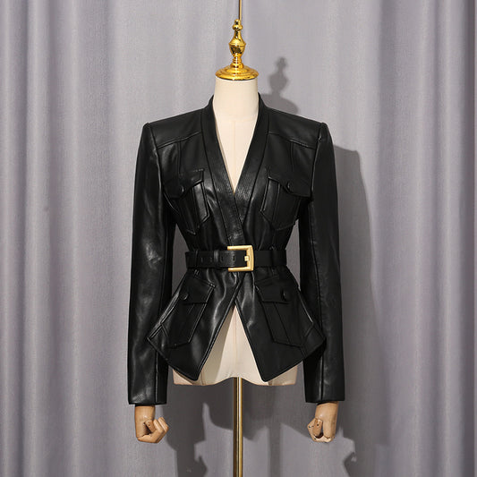 Women's Trendy Autumn Fashion Temperament Pure Color Jackets