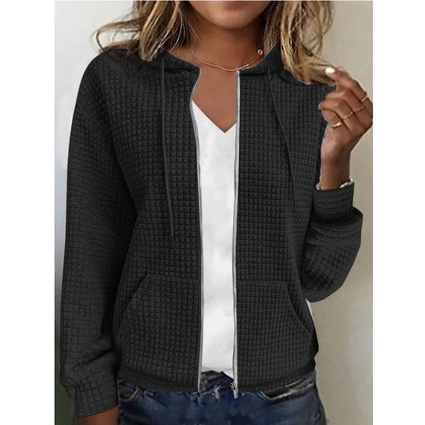 Glamorous Women's Zipper Hooded Long Sleeve Women's Sweater, Sweater