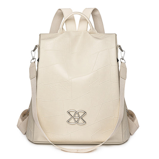 Women's Stitching Leather Lightweight Leisure Fashion Backpacks