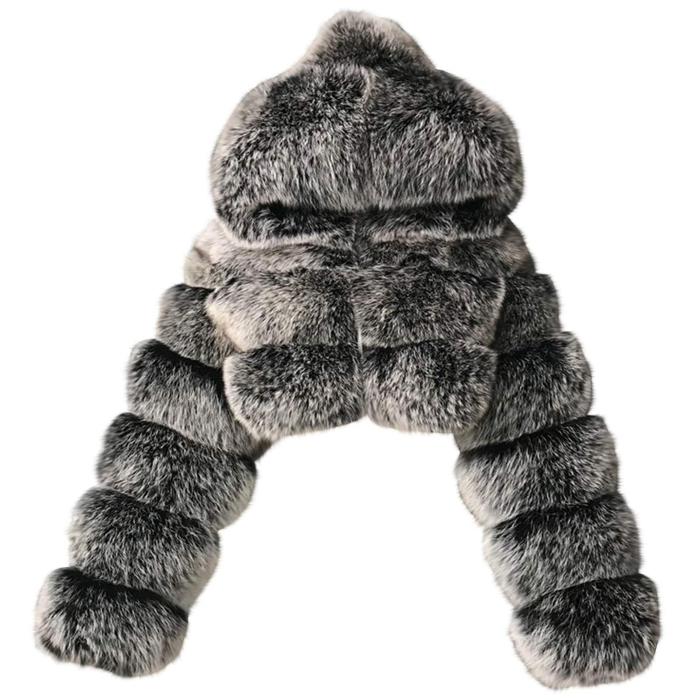 Women's Fox Fur Stitching Hooded Fashion Coats