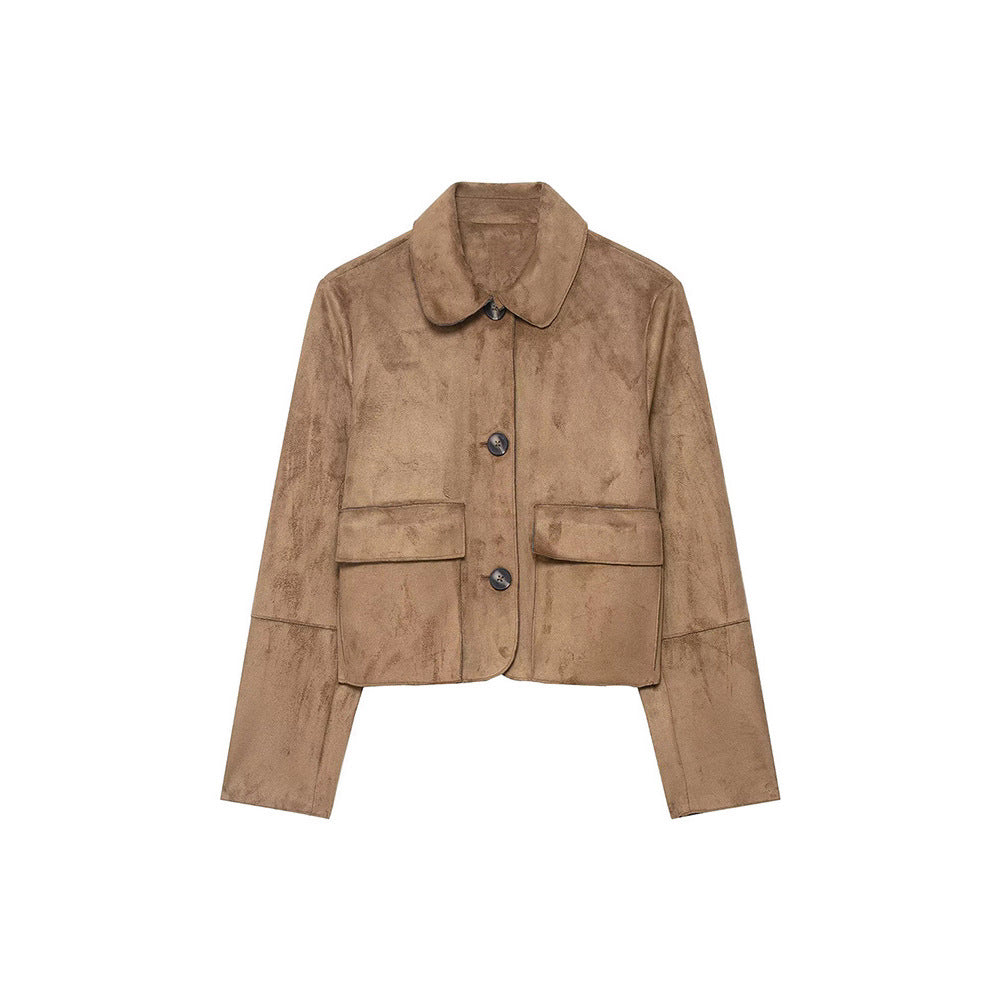 Women's Refined Stylish Versatile Minimalist Design Suede Jackets