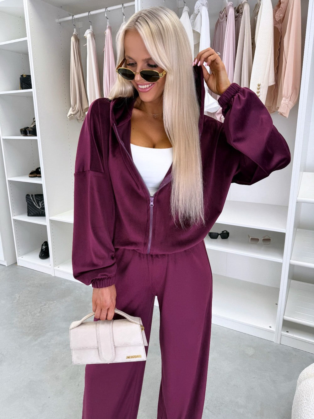 Fall Fashion Zipper Hooded Sport Long Wide Suits