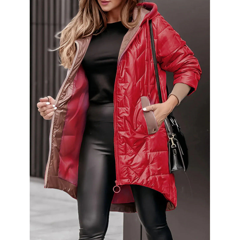 Loose Long Sleeves Solid Color Zipper Coats
