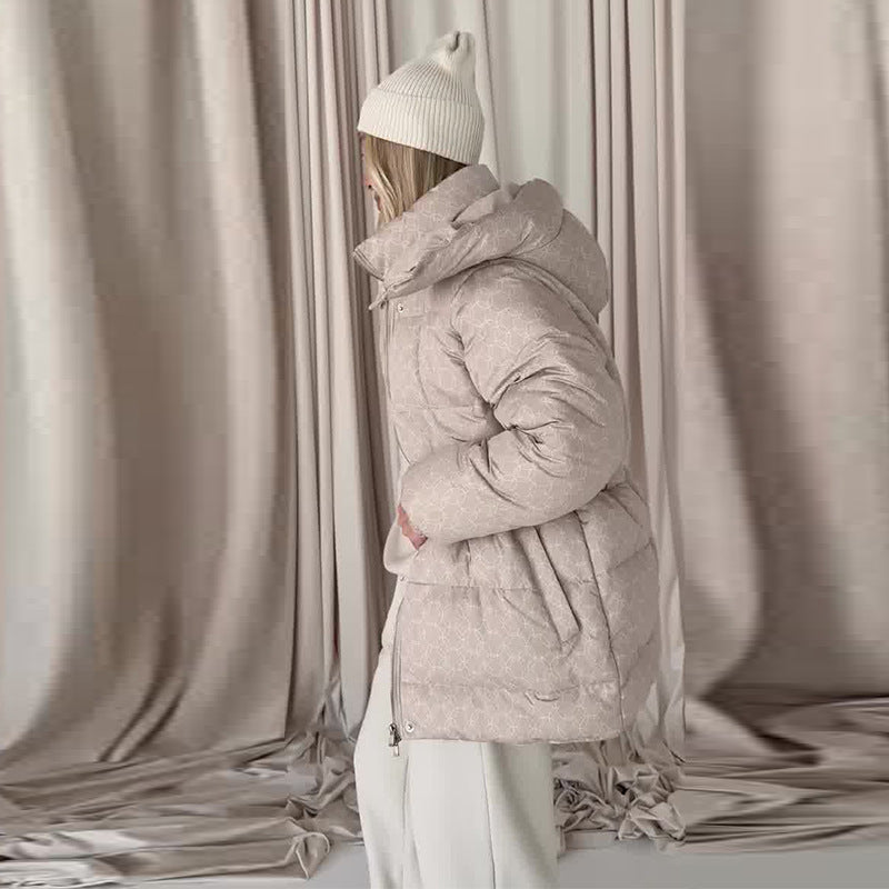 Women's Autumn Printed Warm Comfort Printing Mid-length Coats