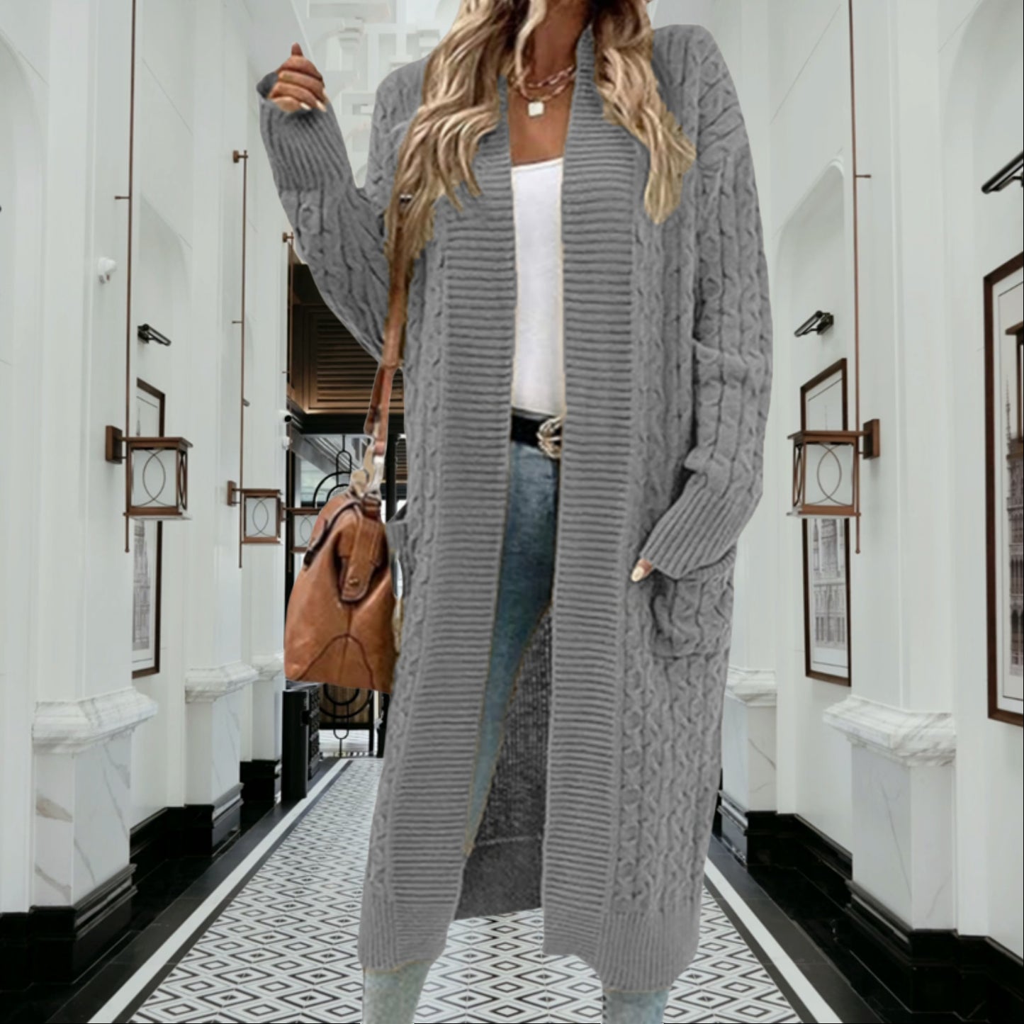 Women's Knitted Long-sleeved Twist Loose-fitting Oversized Cardigans