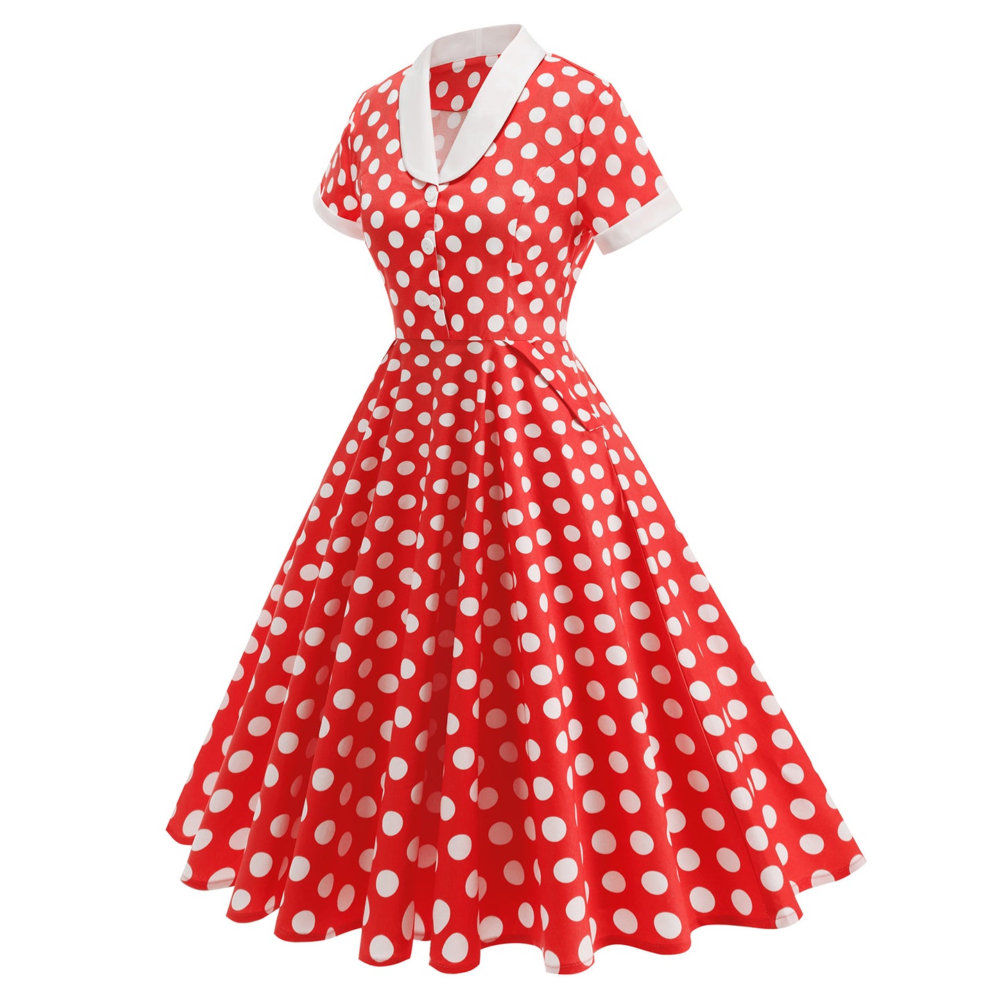 Women's Hepburn Style Retro Spring Travel Court Tight Waist Light Dresses