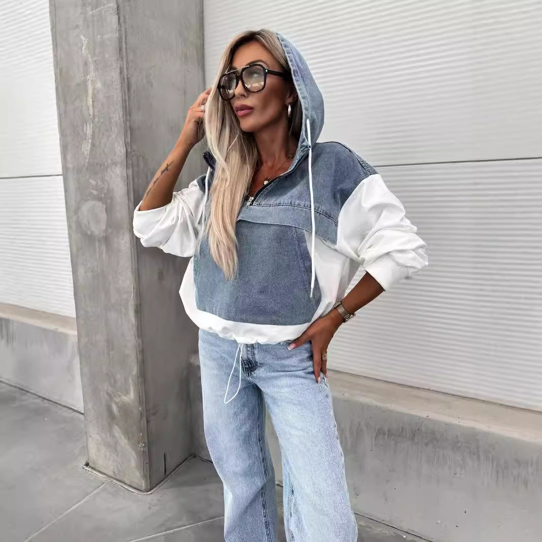 Women's Autumn Fashion Loose Casual Washing Denim Sweaters
