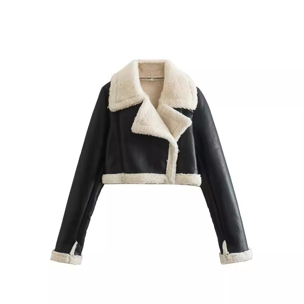 Double-sided Loose Collar Zipper Ornament Fur Jackets