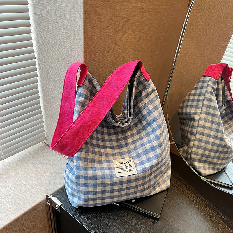 Female Trendy Check One College Literary Shoulder Bags