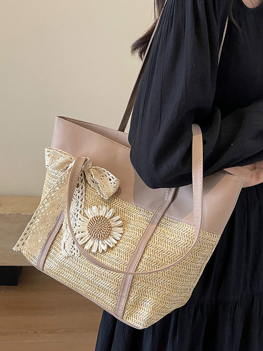 Women's Large Capacity High-grade Straw College Class Bags
