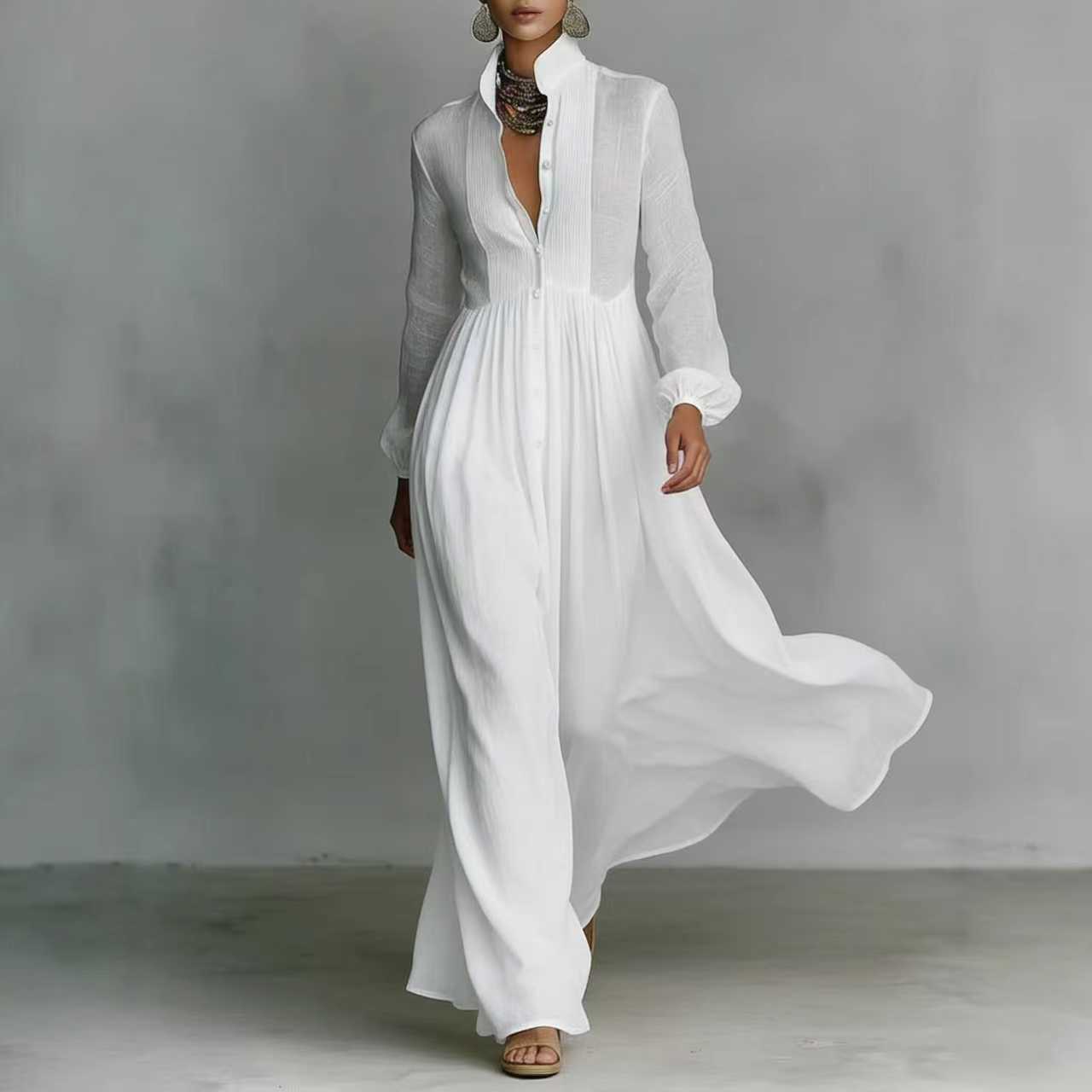 French Style Slimming Long Sleeve Pleated Small Dress