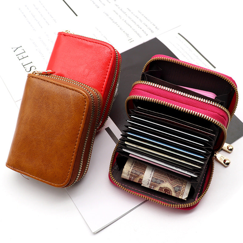 Men's Vintage Organ Large Capacity Zipper Female Card Holder