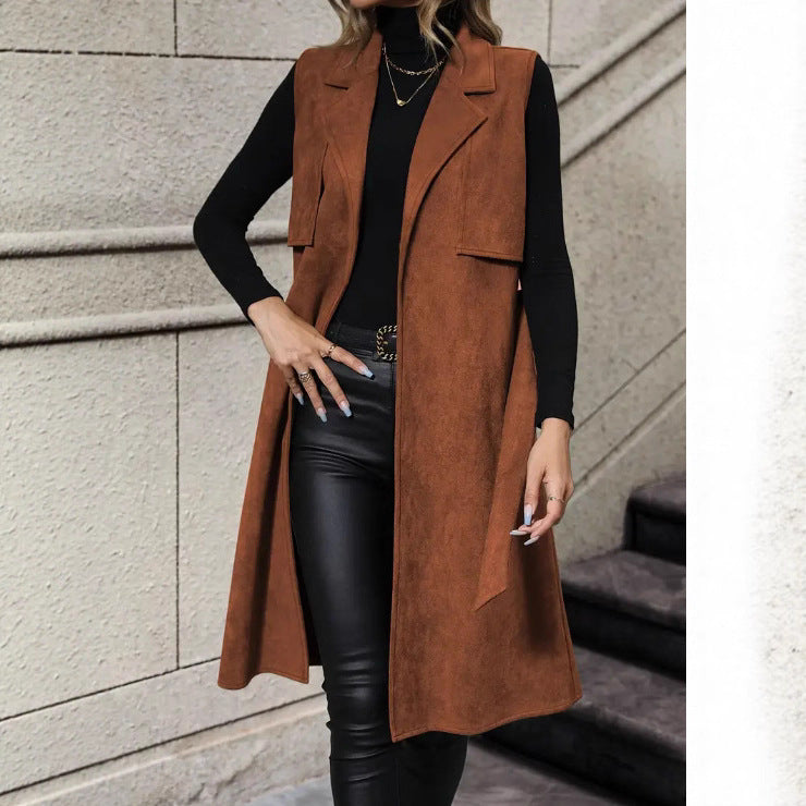 Fashion Flip Lapel Collar Belt Without Vests