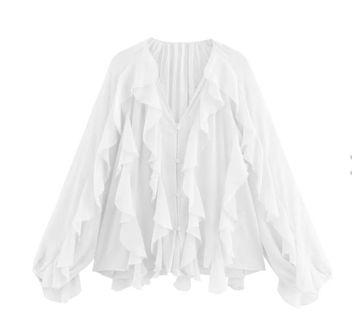 Women's Temperament Laminated Decoration Fashion Long Sleeve Blouses