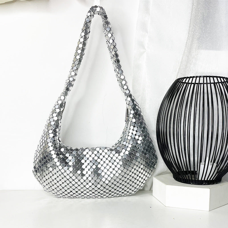 Mesh Underarm High-grade Metal Sier Sheet Evening Bags