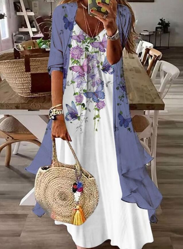 Women's Summer Print Holiday Suspender Dress Indian Style Dresses