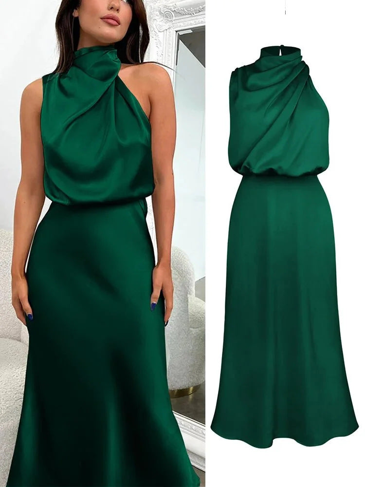 Premium Satin Sleeveless Fashion Elegant Graceful Dress