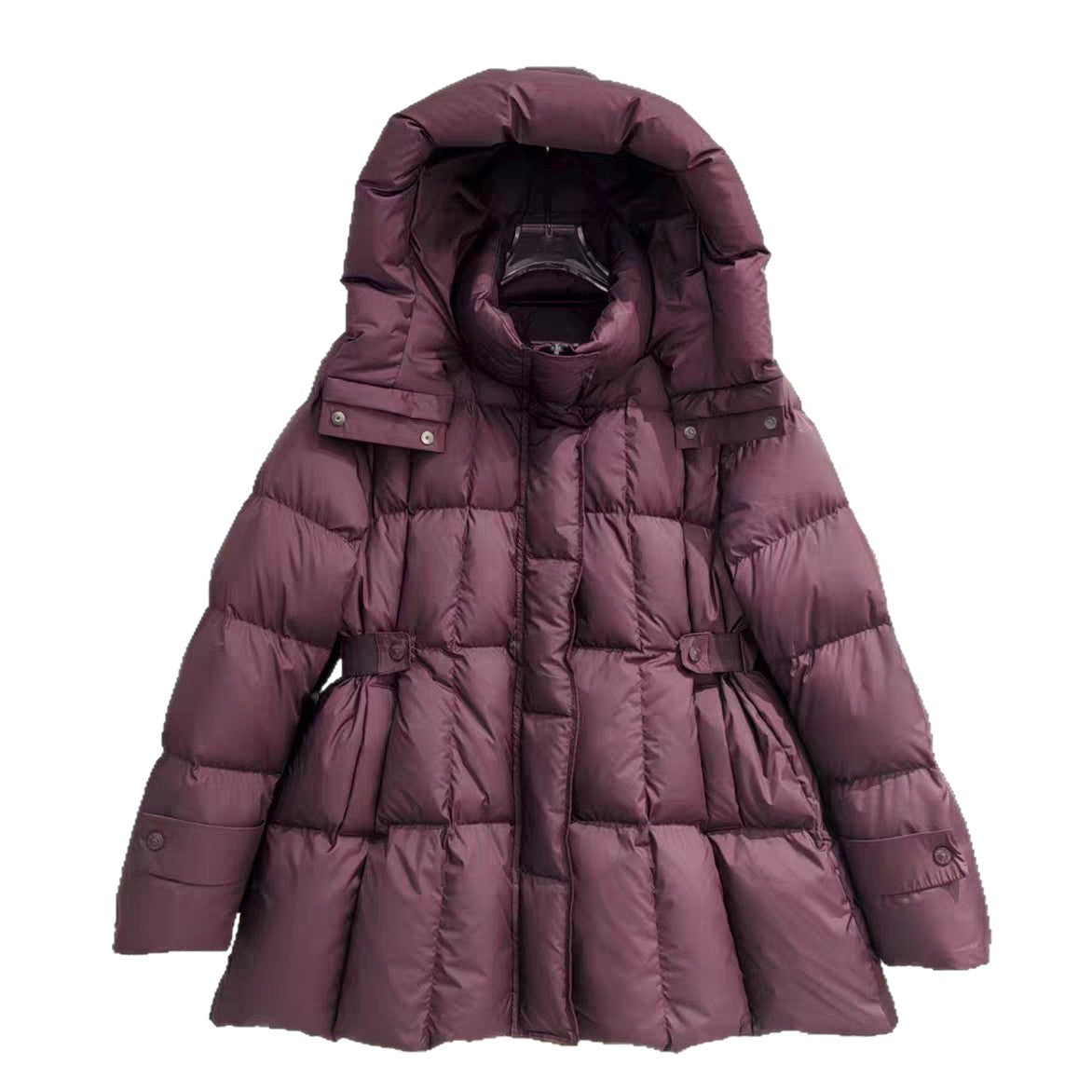 Women's Down Korean Mid-length Tight Waist Slimming Hooded Jackets