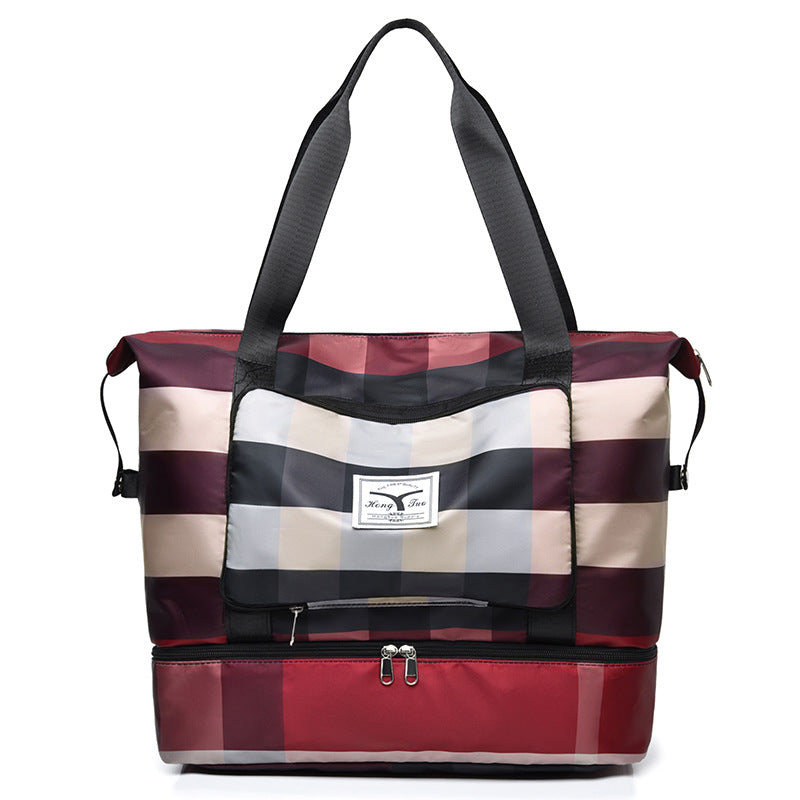 Foldable Plaid Fashion Large Capacity Trip Travel Bags