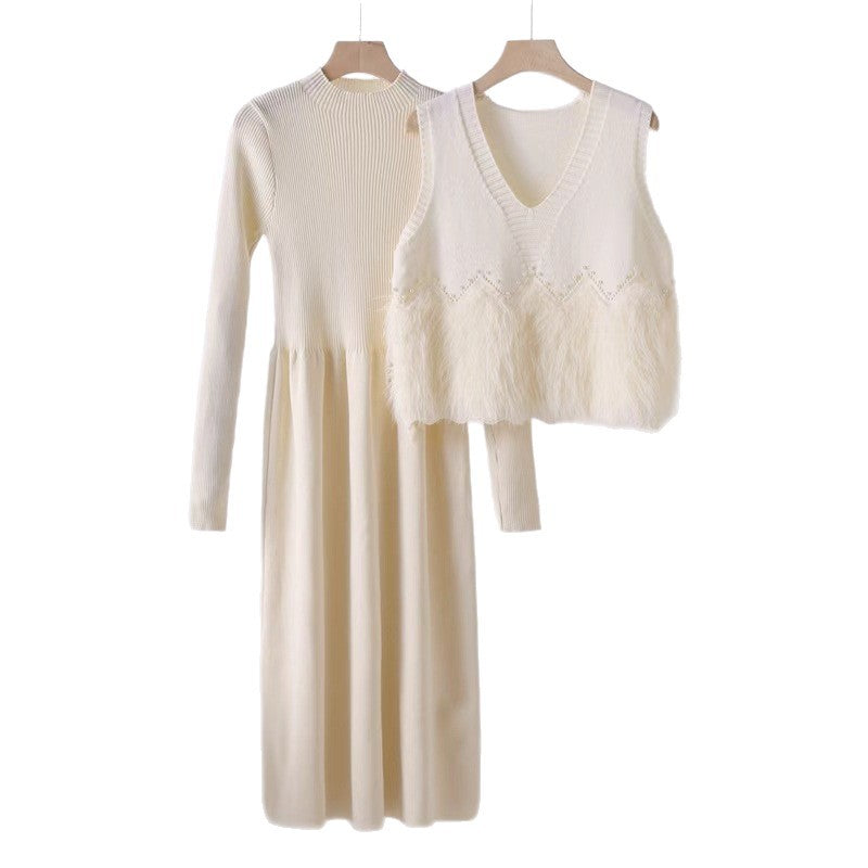 New Dress Style Knitted Two-piece Mid-length Suits