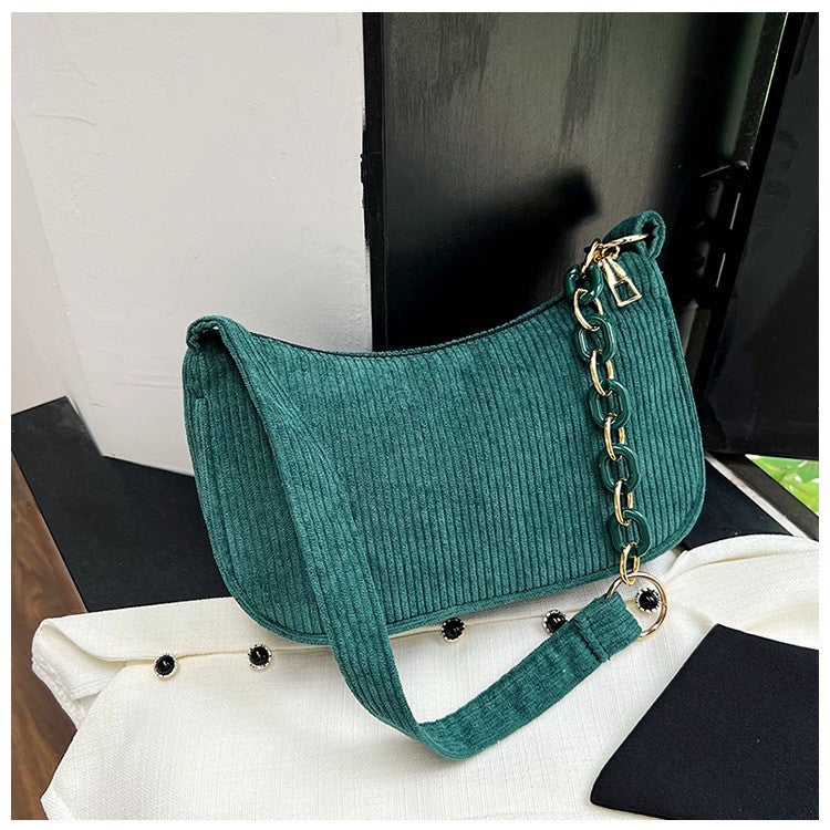 Women's Korean Style Artistic Cloth Simple Corduroy Shoulder Bags