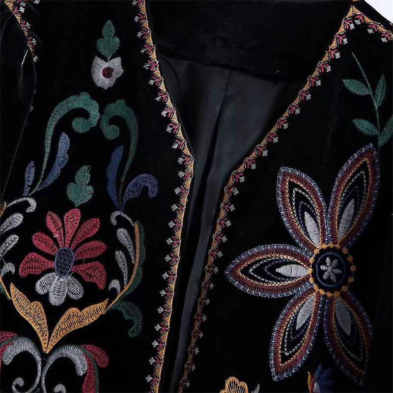 Women's Winter Long-sleeved Embroidery Veet Shirt Blouses