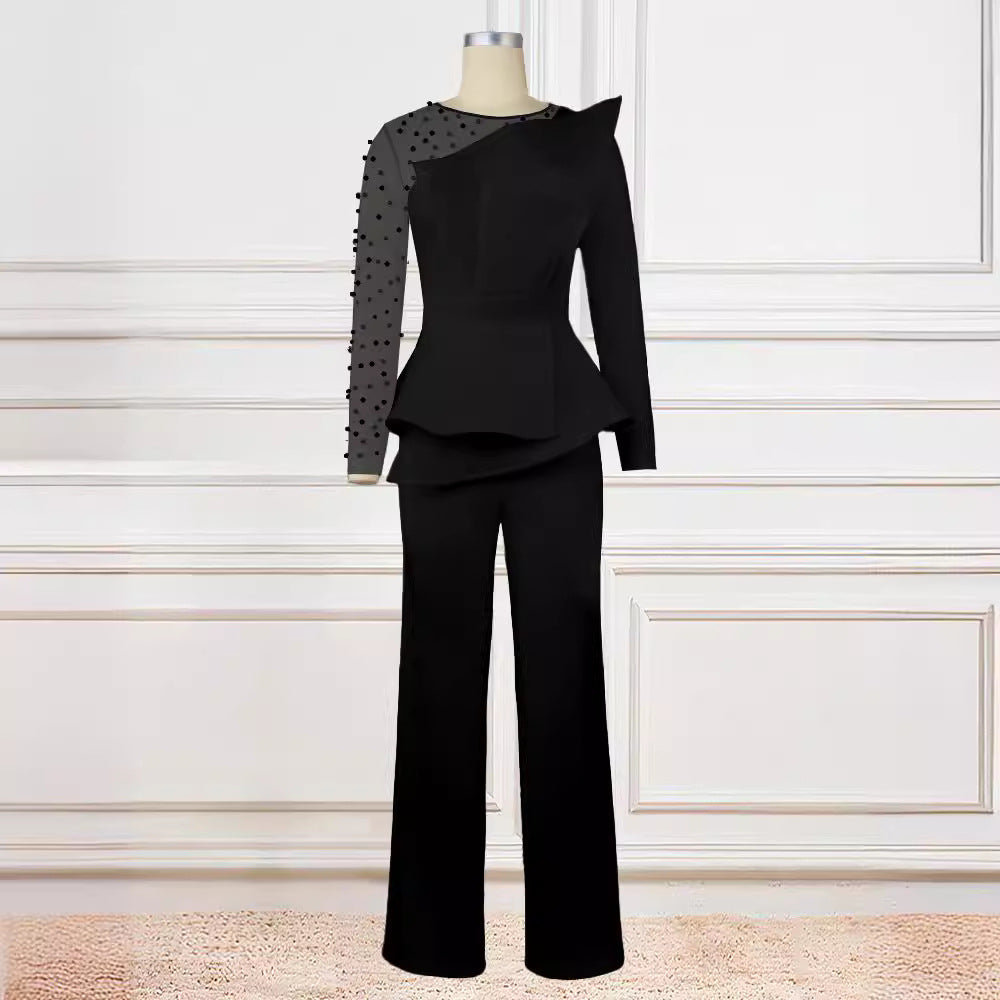 Designer Model Splicing Beads Slimming Banquet Jumpsuits