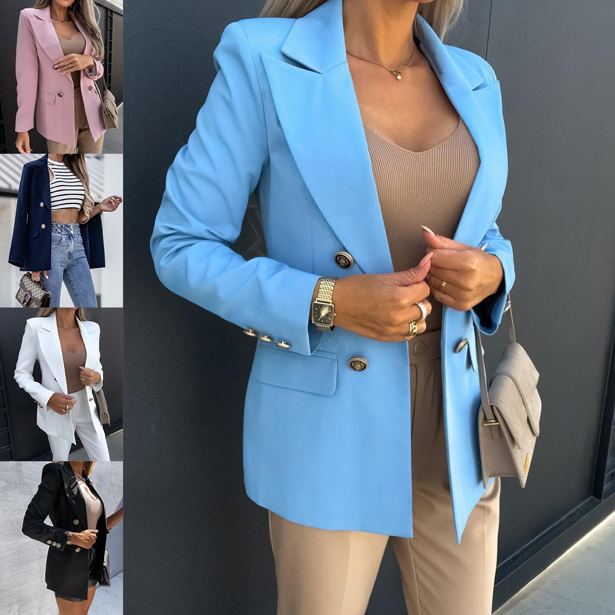 Beautiful Women's Autumn Slim Double-breasted Fashion Small Suit