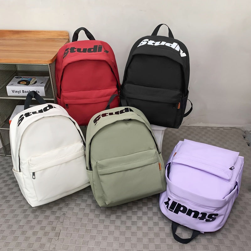 Women's & Men's & Korean Letter Printed Simple Versatile Middle School Students' Schoolbags