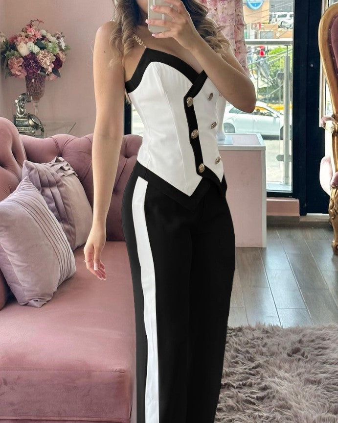 Women's Slim Fit Slimming Contrast Color Double Suits