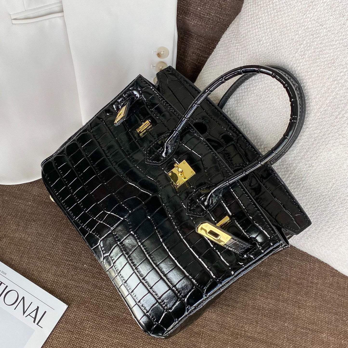 Pattern Genuine Leather Large Capacity Female Handbags