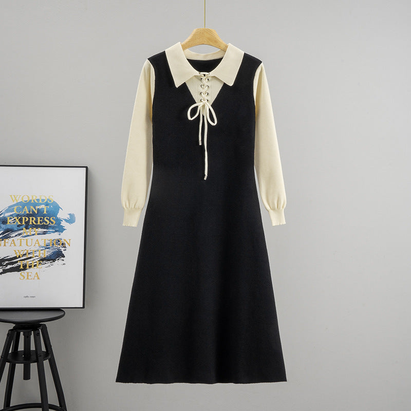Style Gentle Lapel Design Woolen Inner Match Dress