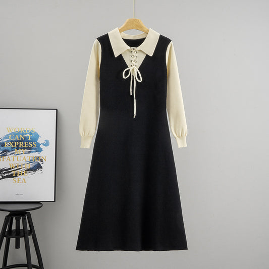 Style Gentle Lapel Design Woolen Inner Match Dress