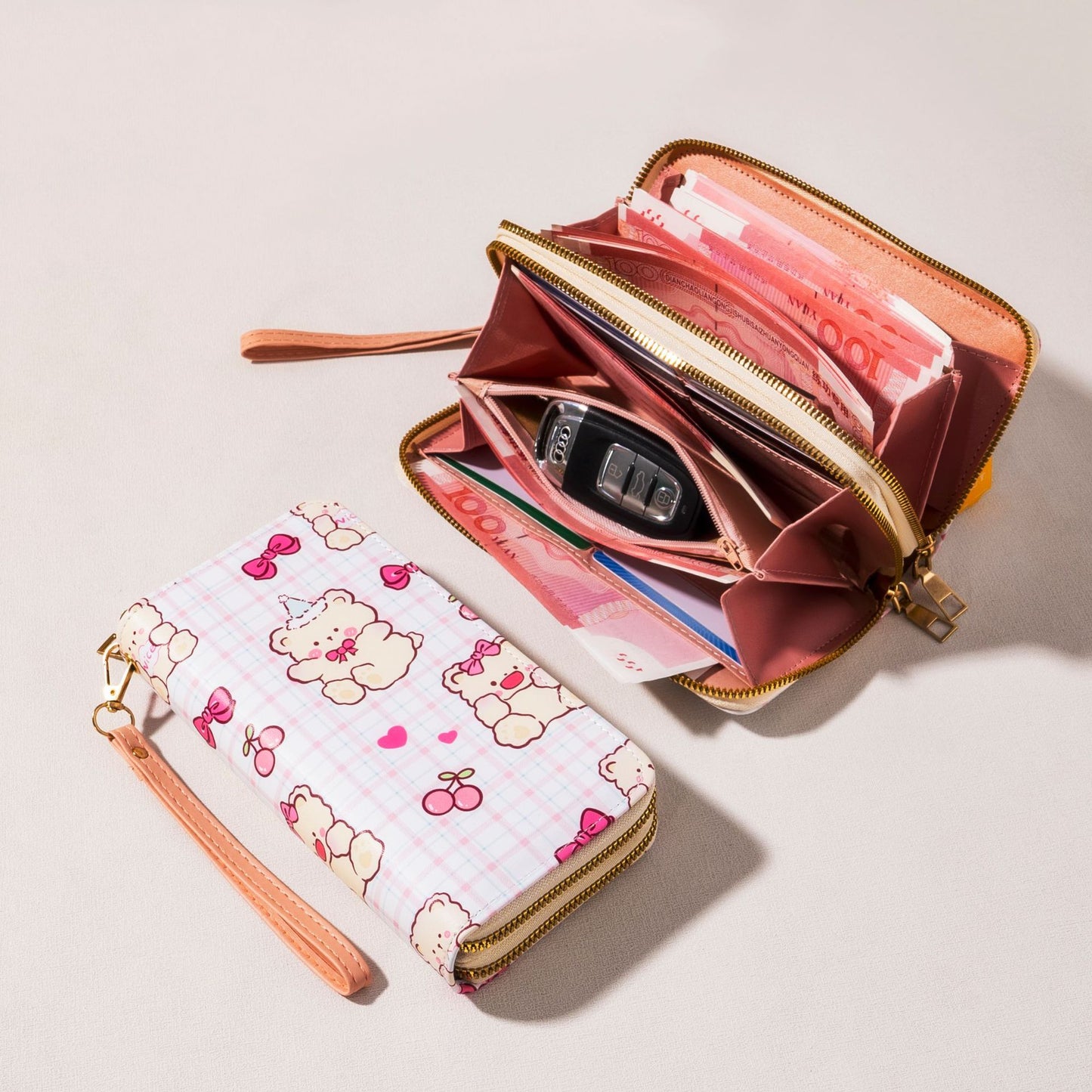 Women's Korean Style Leisure Double Zipper Large Ladies Wallets