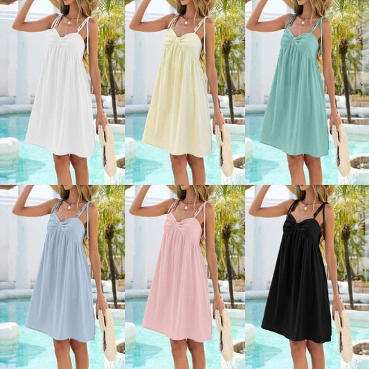 Fashion Comfortable Mini Solid Color Loose Dress