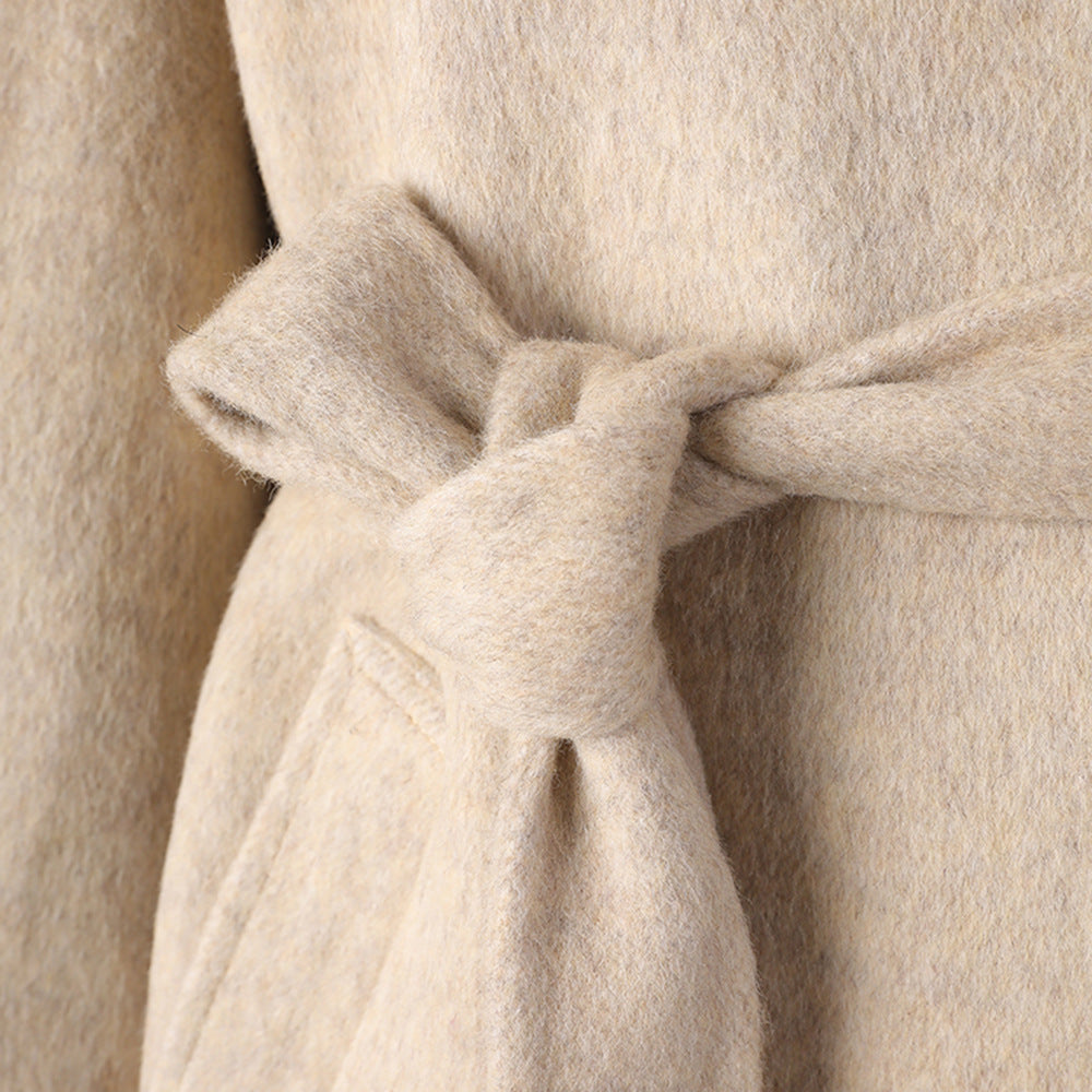 Women's Style Elegant Buckle Collar Wool Overcoat Coats