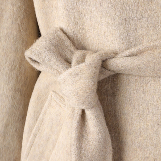 Women's Style Elegant Buckle Collar Wool Overcoat Coats