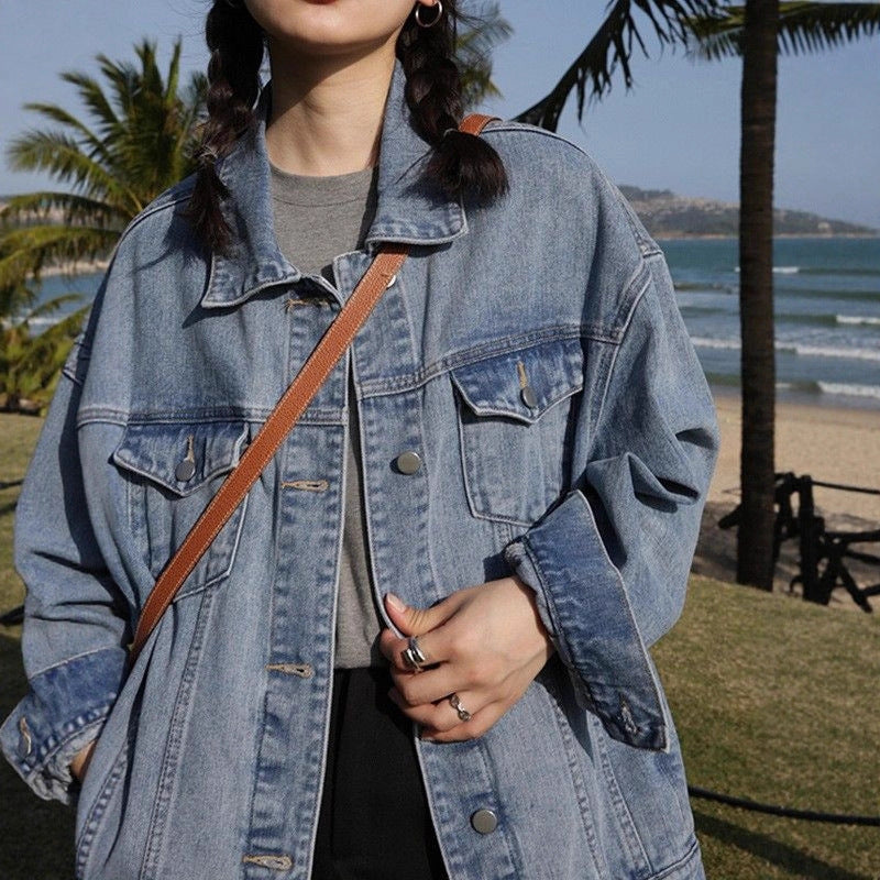 Women's American Vintage Denim Water-washed Loose Casual Jackets