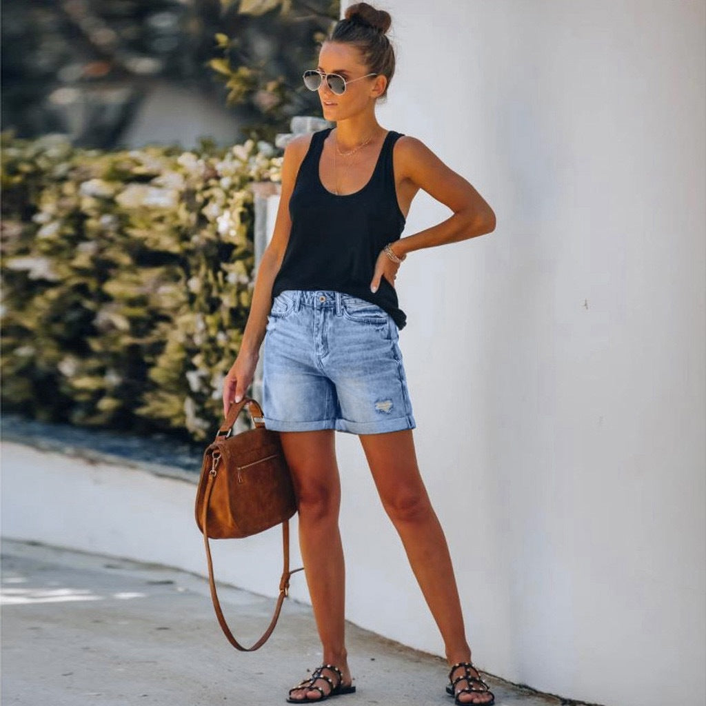 Creative Women's Summer Washed Ripped Versatile Women's Jeans