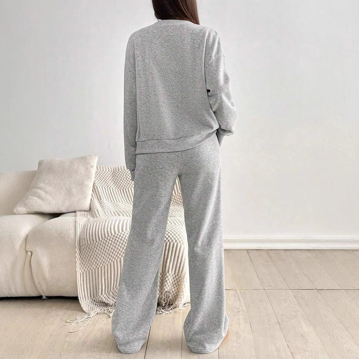 Women's Pocket Sweatshirt Button Casual Solid Color Suits